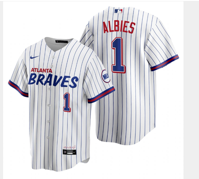 2021 Men Atlanta Braves #1 Albies White Game Nike MLB Jersey
